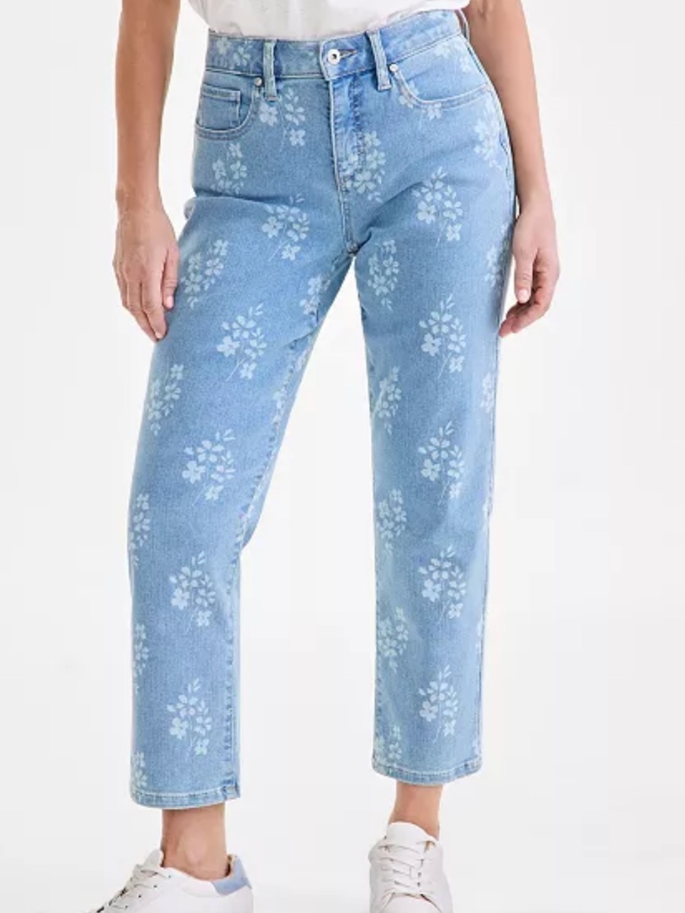 STYLE & CO Women's Light Blue Floral Straight-Leg Jeans
